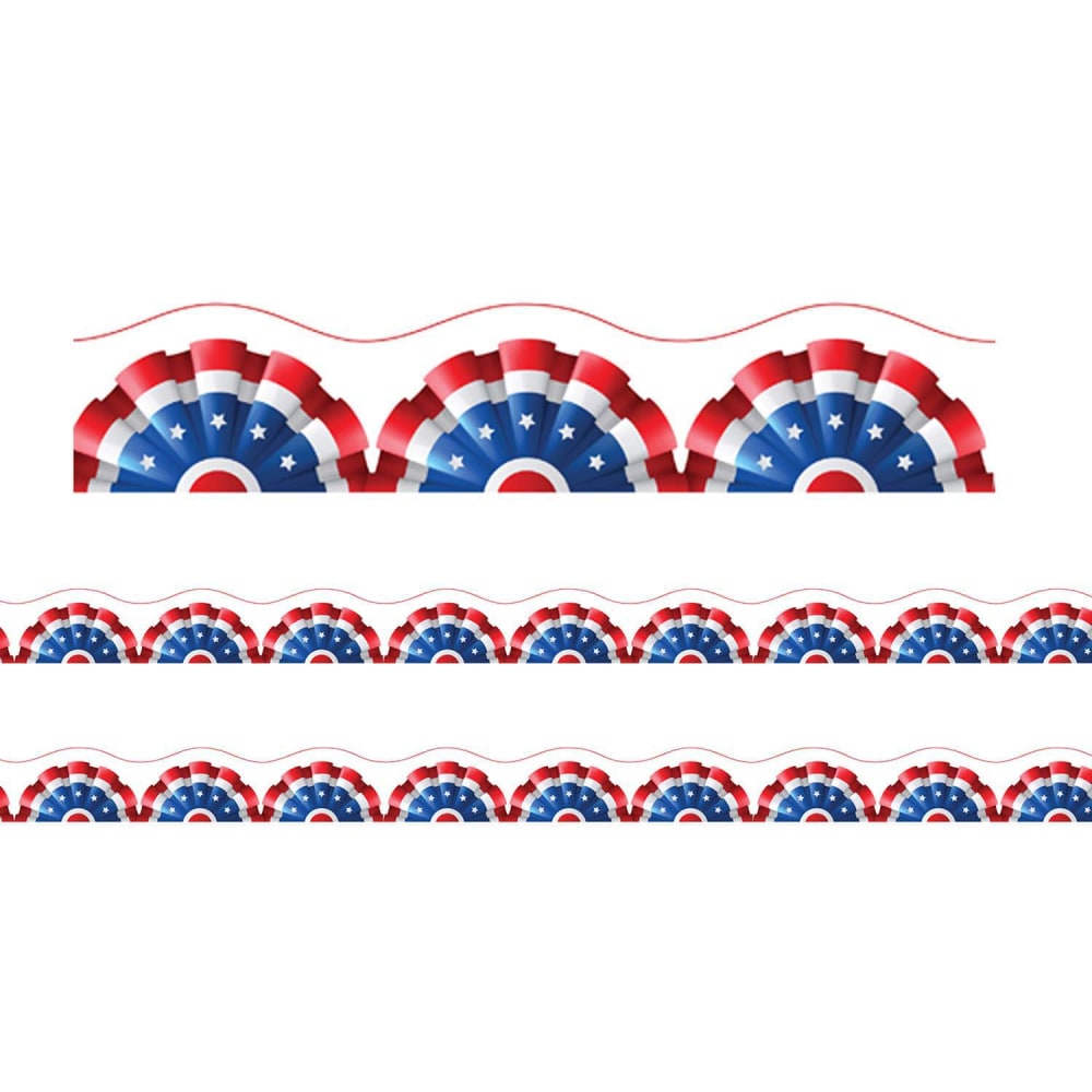 Charles Leonard Scallop Cut Borders/Trims, Patriotic Theme, 24' Per Pack, Set Of 2 Packs