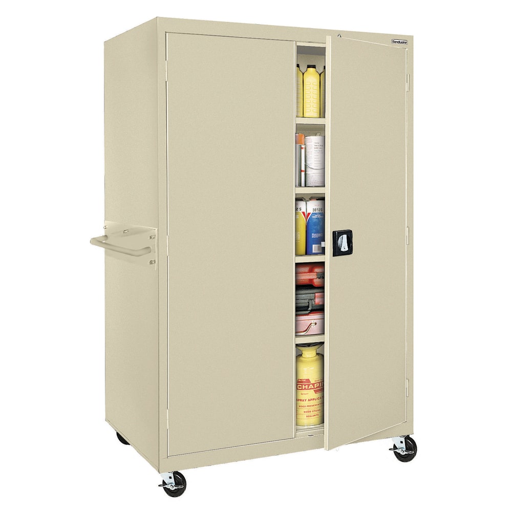 Sandusky Jumbo Mobile Steel Storage Cabinet, 78inH x 46inW x 24inD, Putty