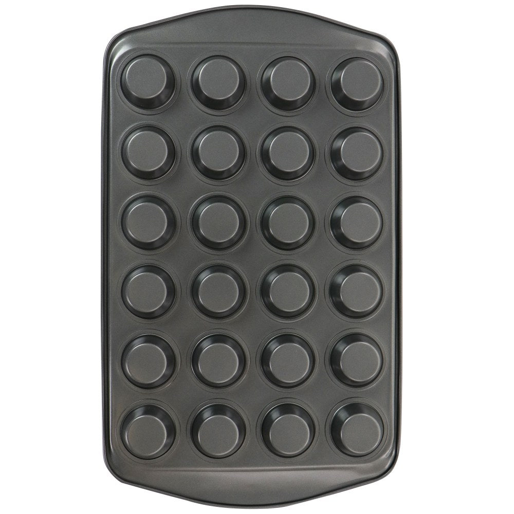 Gibson Baker's Friend 24-Cup Steel Non-Stick Mini Muffin Pan, Gray