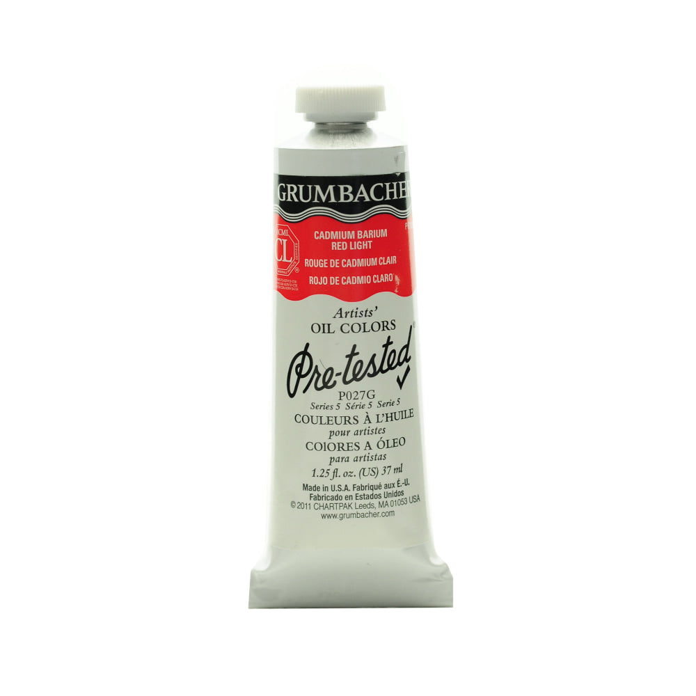 Grumbacher P027 Pre-Tested Artists Oil Colors, 1.25 Oz, Cadmium Barium Red Light