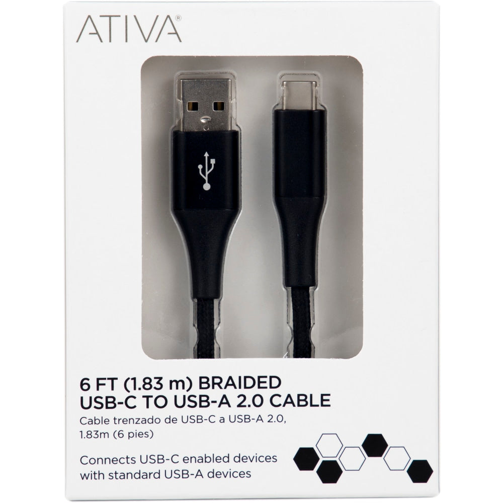 Ativa USB Type-C To USB Type-A Cable, 6ft, Black, 45380