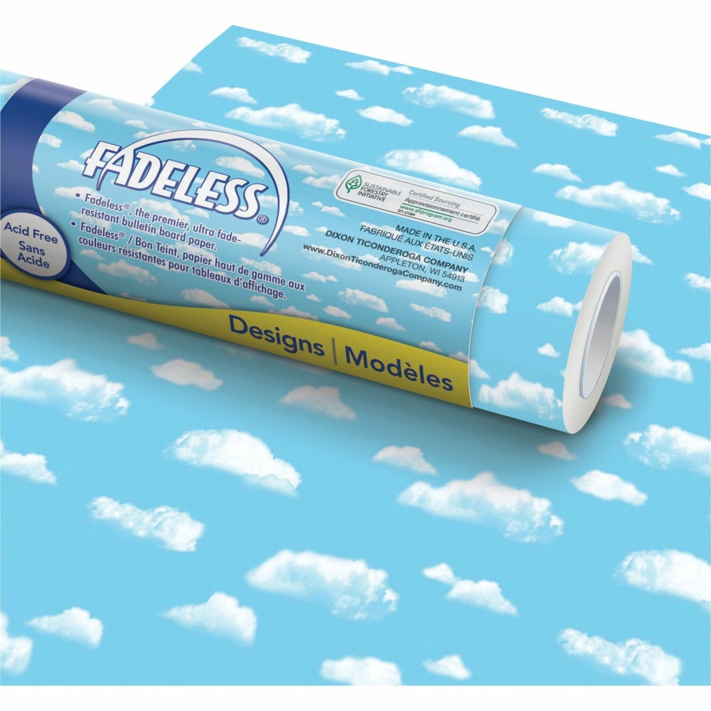 Pacon Fadeless Designs Bulletin Board Paper, 48in x 50ft, Clouds