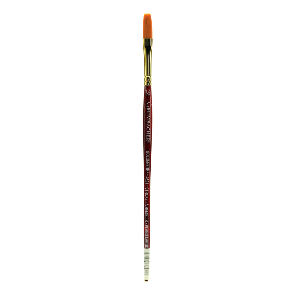 Grumbacher Goldenedge Watercolor Paint Brush, 1/4in, Stroke Bristle, Sable Hair, Dark Red