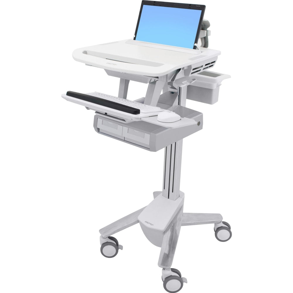 Ergotron StyleView Laptop Cart, 2 Drawers (2x1) - 2 Drawer - 20 lb Capacity - 4 Casters - Plastic, Aluminum, Zinc Plated Steel - Aluminum