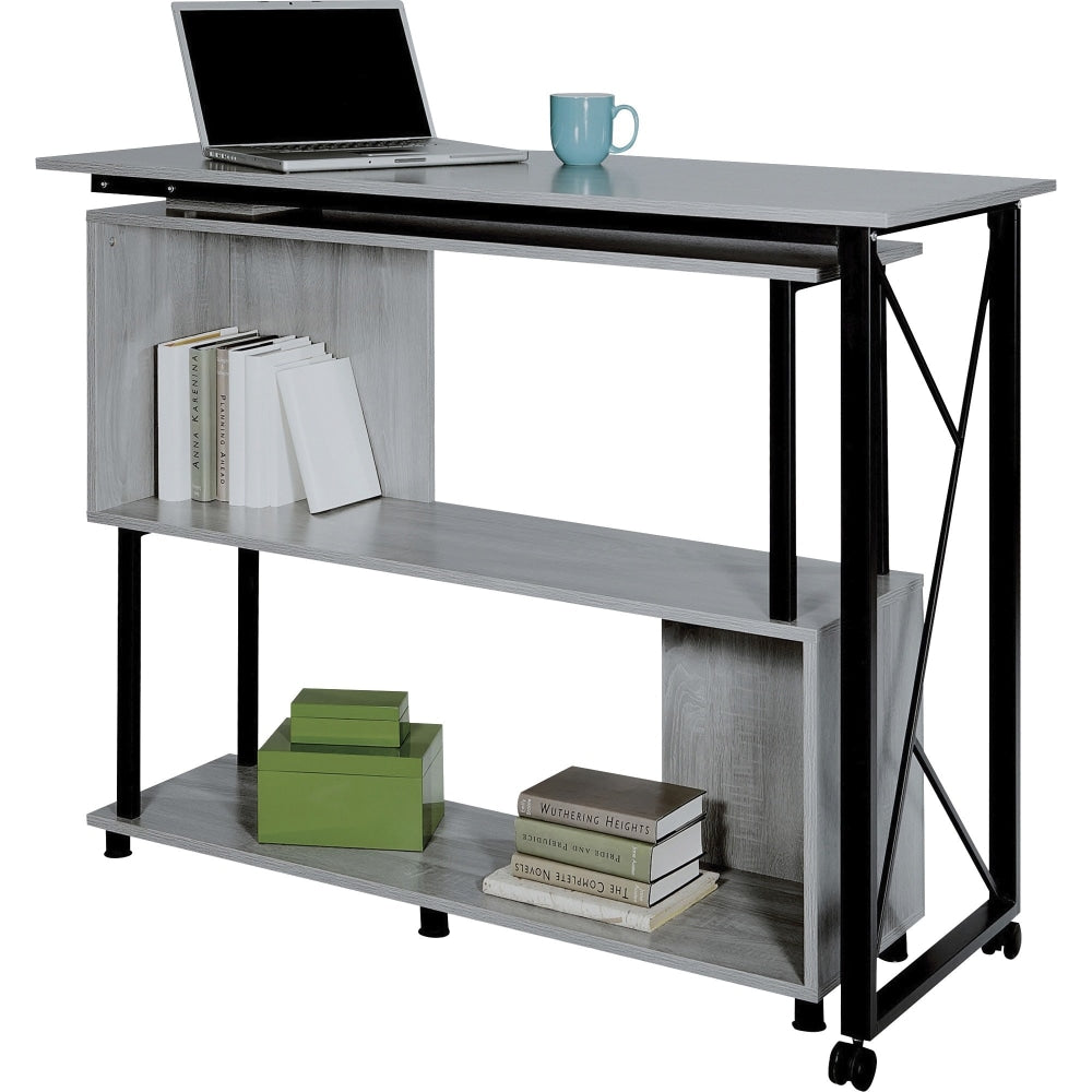 Safco Mood Rotating Worksurface Standing Desk - Box 1 of 2 - For - Table TopRectangle Top x 53.25in Table Top Width x 21.75in Table Top Depth - 42.25in Height - Assembly Required - Laminated, Gray - Powder Coated Steel - 1 Each