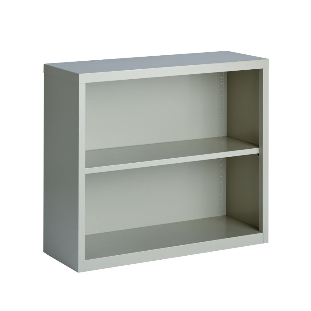 Hirsh 30inH 2-Shelf Metal Bookcase, Light Gray