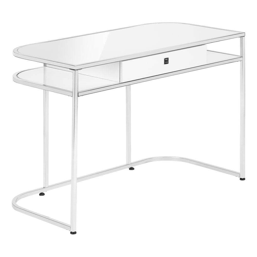 Monarch Specialties Natalia 48inW Computer Desk, Glossy White/Chrome