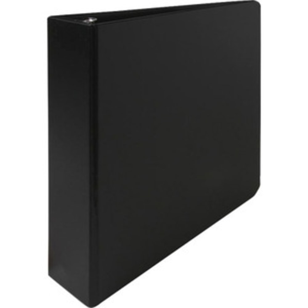 Business Source Basic 3-Ring Binder, 2in Round Rings, Black