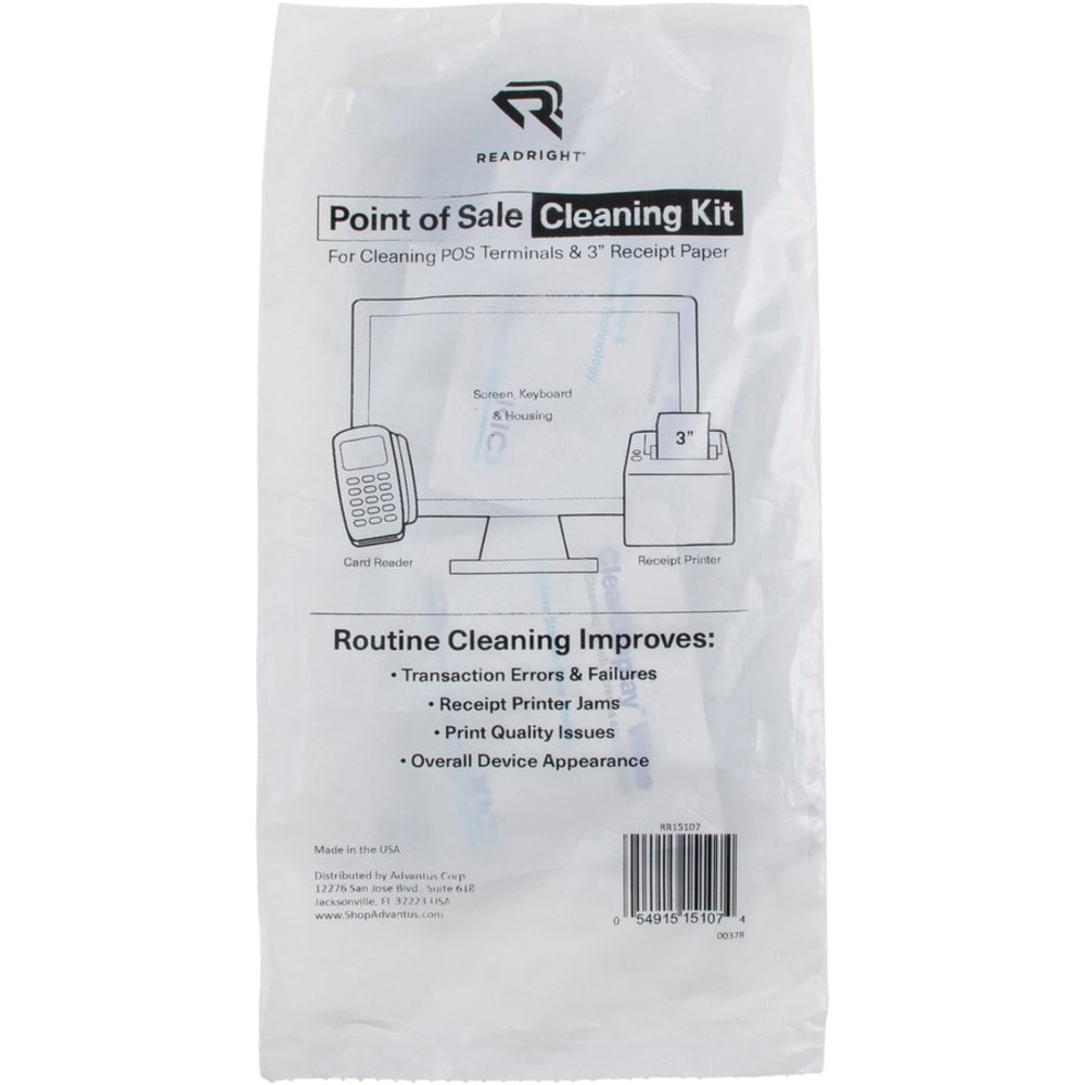 Read Right Point of Sale Cleaning Kit - For POS Equipment, Display Screen, Smartphone, Tablet, Printer, Monitor, Barcode Scanner - 1 Each