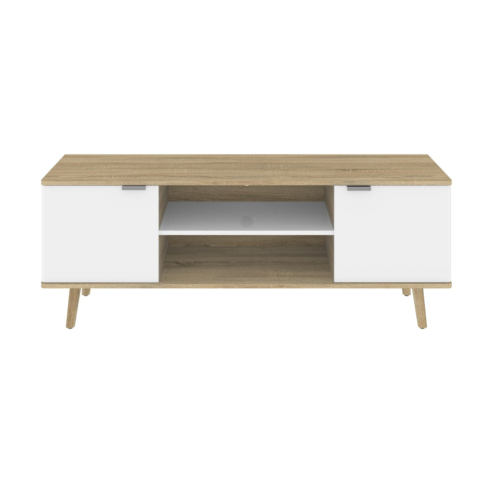 Bestar Procyon TV Stand For 55in TVs, 20-1/8inH x 55-1/8inW x 15-13/16inD, Modern Oak/UV White