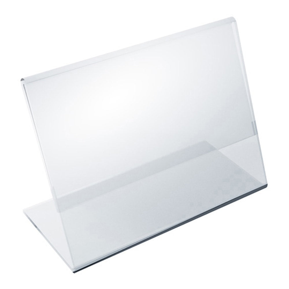 Azar Displays Acrylic Horizontal L-Shaped Sign Holders, 4.5inW x 3.5inH x 3inD, Clear, Pack Of 10 Holders