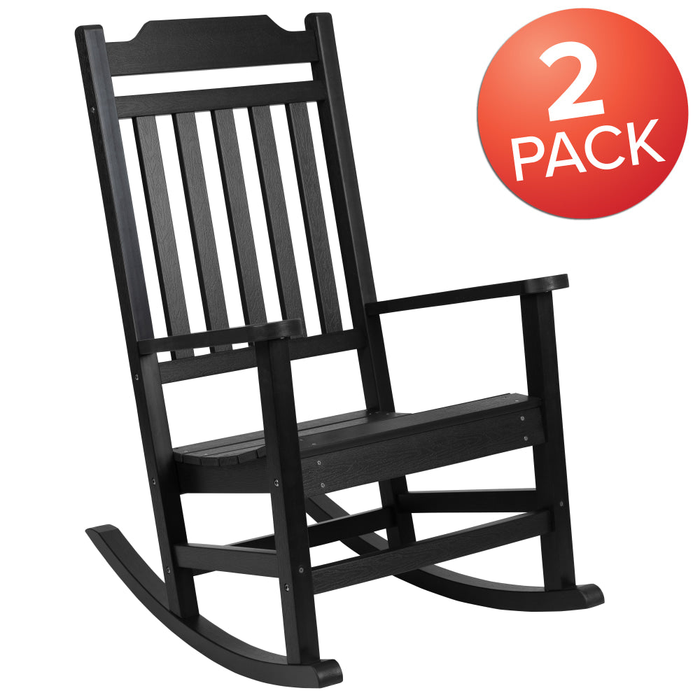 Flash Furniture Winston All-Weather Rocking Chairs, Black, Set Of 2 Chairs