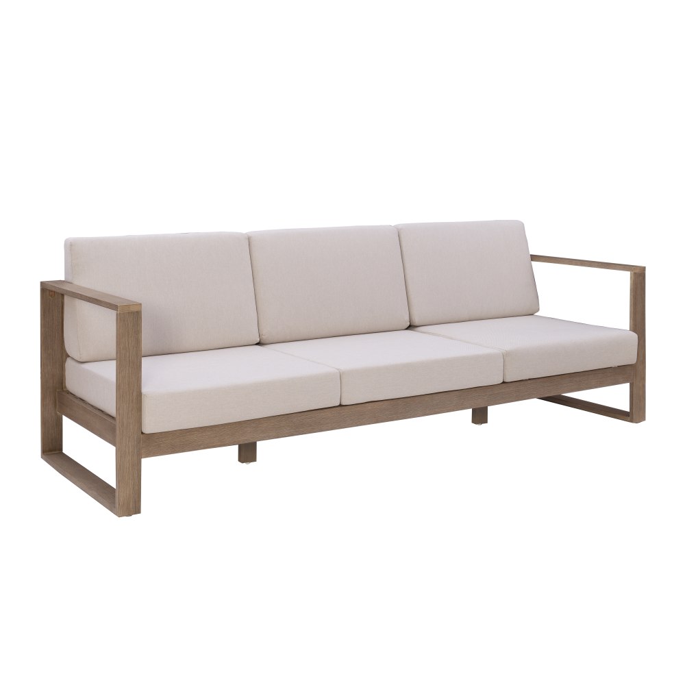 Linon Boleyn Outdoor 3-Seater Sofa, 33inH x 91-1/3inW x 30-1/4inD, Beige/Natural