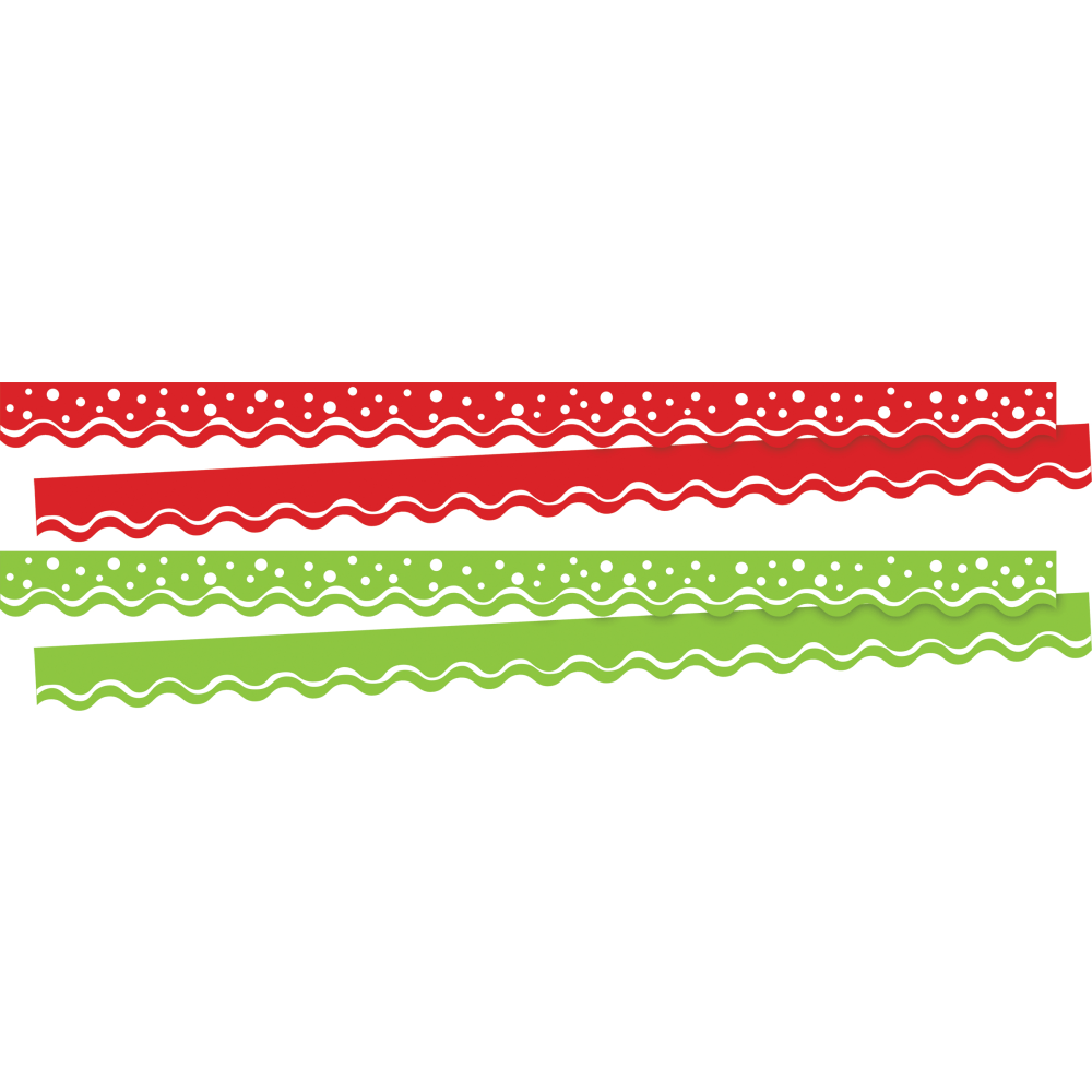 Barker Creek Double-Sided Scalloped Borders, 2-1/4in x 36in, Christmas, 13 Strips Per Pack, Set Of 2 Packs