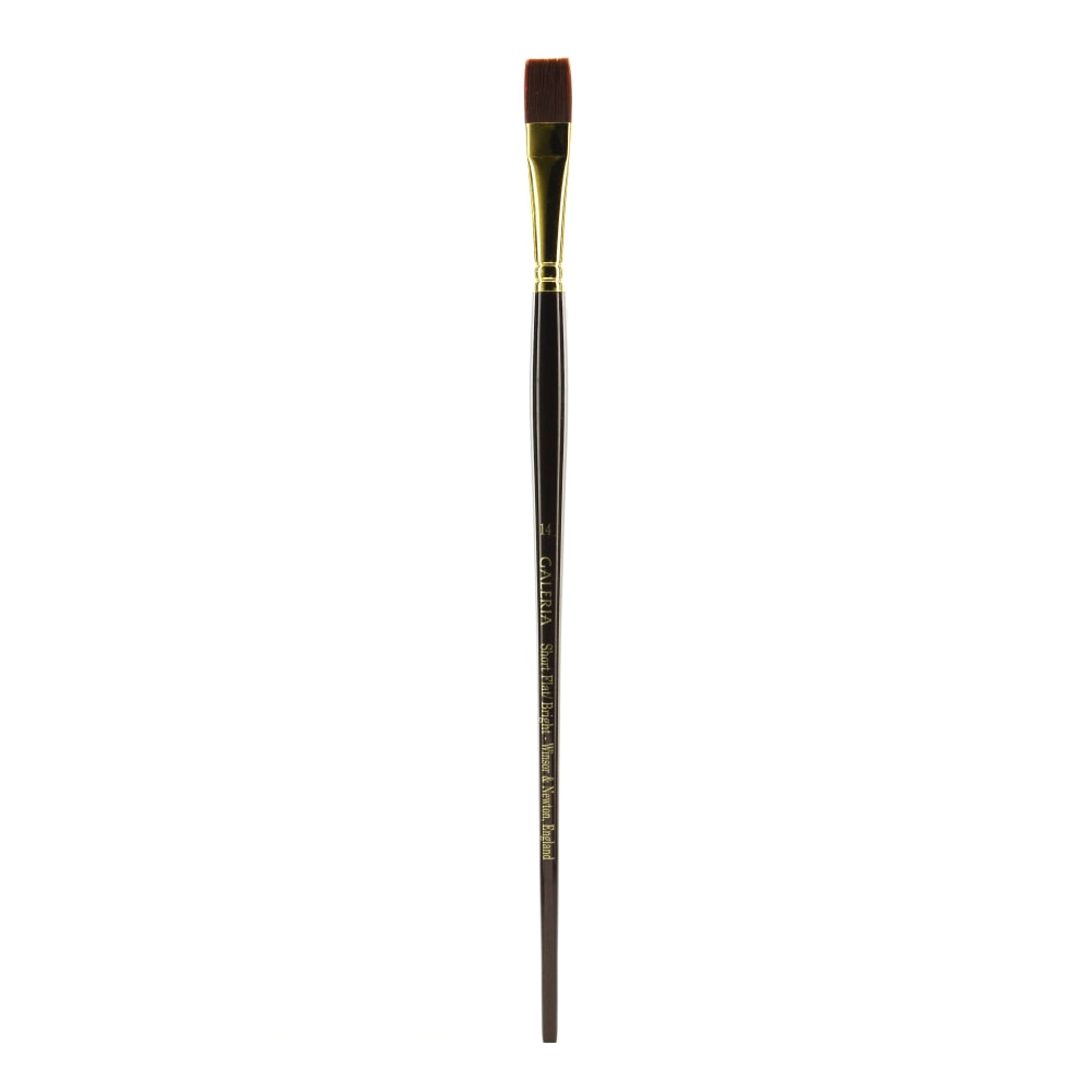 Winsor & Newton Galeria Long-Handle Paint Brush, Size 14, Flat Bristle, Polyester, Burgundy