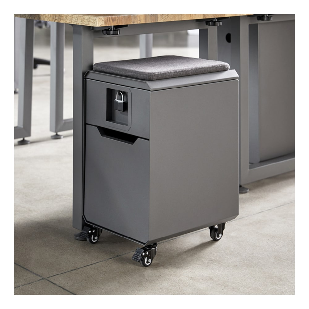 Vari Locker Seat 16inD Vertical Mobile File Cabinet, Gray, Delivery