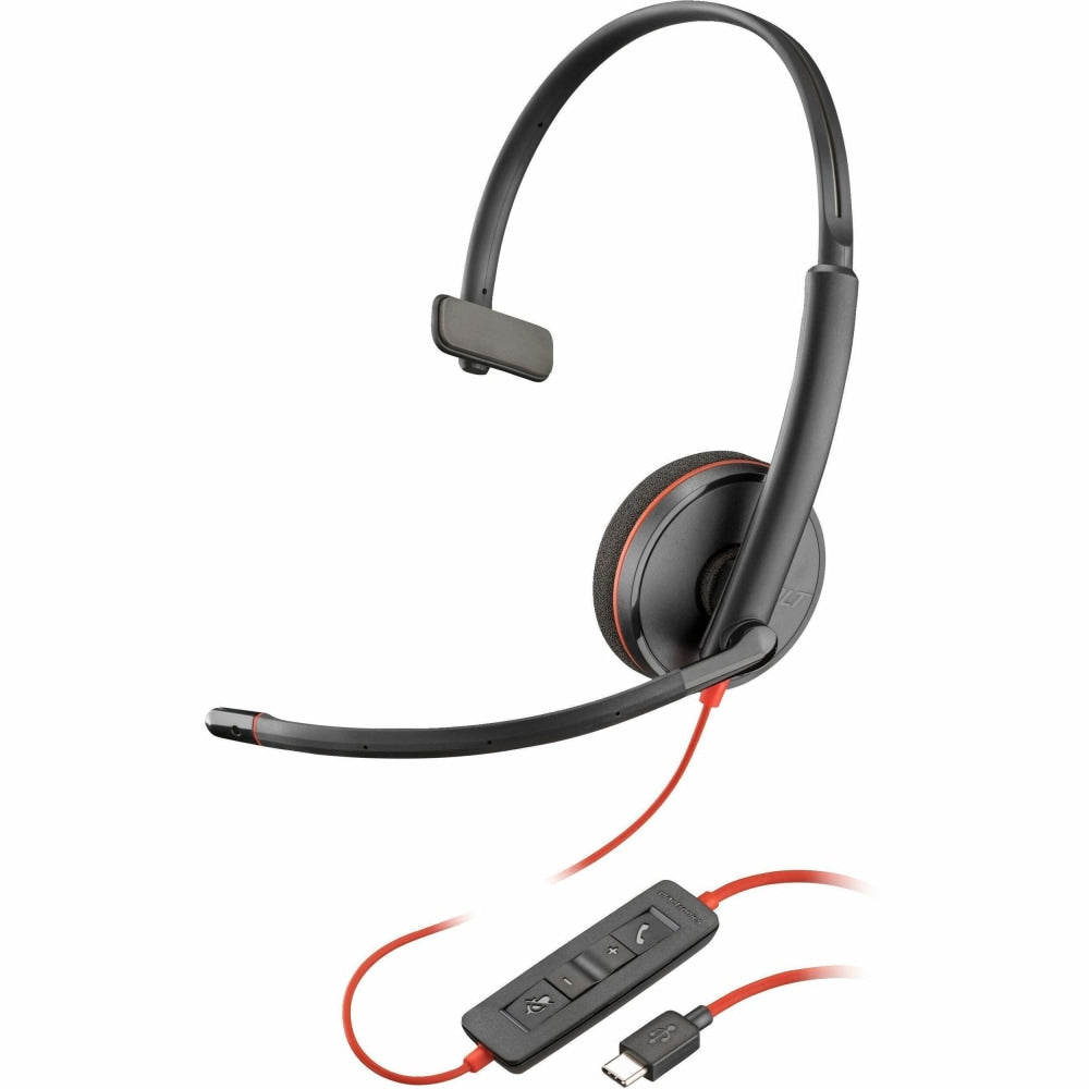 Poly Blackwire 3210 - Blackwire 3200 Series - headset - on-ear - wired - USB-C - black - Certified for Skype for Business, Avaya Certified, Cisco Jabber Certified, UC certified