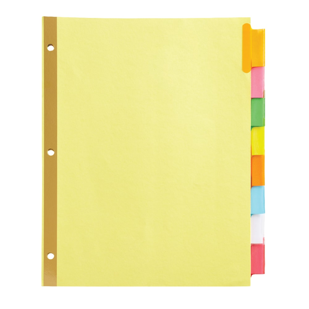 Office Depot Brand Insertable Dividers With Big Tabs, Buff, Assorted Colors, 8-Tab