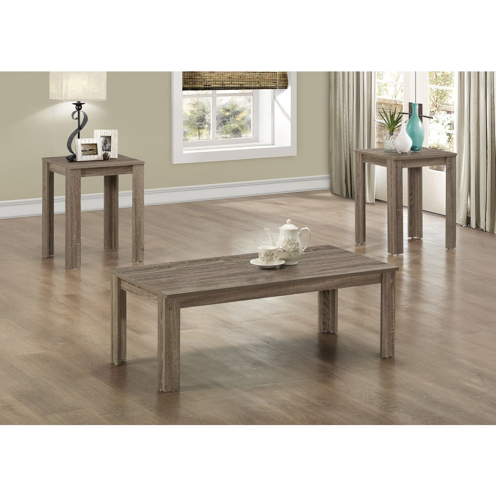 Monarch Specialties 3-Piece Coffee Table Set, Rectangle, Dark Taupe