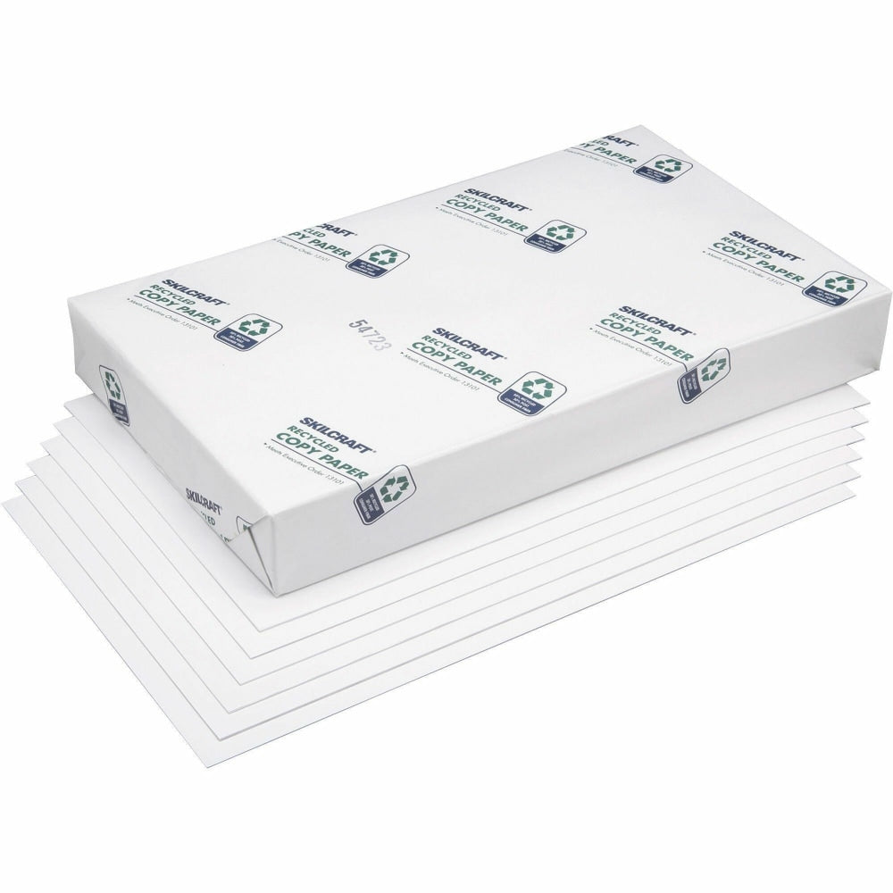 SKILCRAFT Xerographic Copy Paper, White, Ledger (11in x 17in), 2500 Sheets Per Case, 20 Lb, 92 Brightness, 50% Recycled (AbilityOne 7530-01-085 5225), Case Of 5 Reams