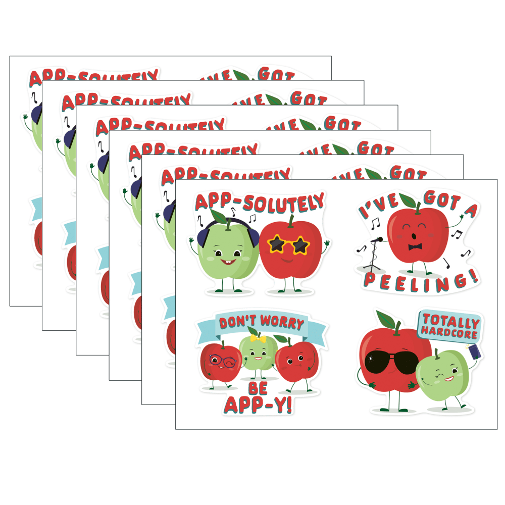 Eureka Jumbo Scented Stickers, Apple, 12 Stickers Per Pack, Set Of 6 Packs