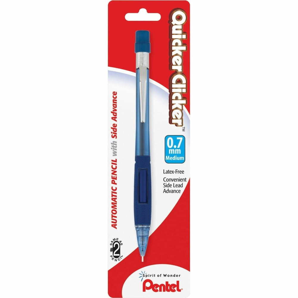 Pentel Quicker-Clicker Mechanical Pencil, 0.7 mm, Transparent Blue