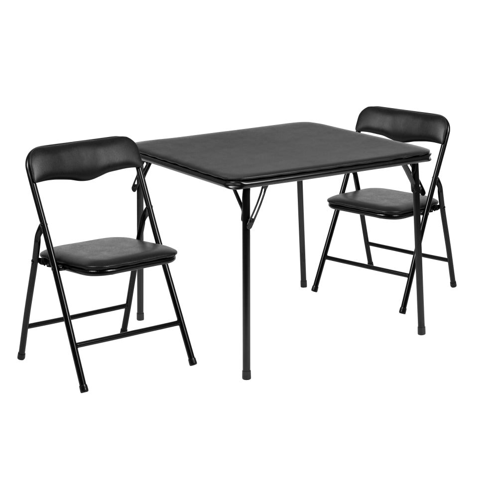 Flash Furniture Kids Colorful Folding Table And 2 Chairs, 20-1/4inH x 24inW x 24inD, Black