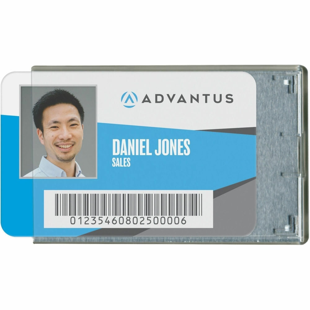 Advantus RFID Blocking Badge Holder - Support 3.38in x 2.13in Media - Vertical, Horizontal - Vinyl - 20 / Pack - Clear - Removable