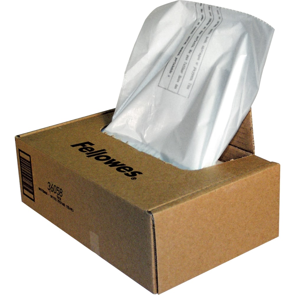 Fellowes Powershred Waste Bags, 3605801, White, Carton Of 50 Bags