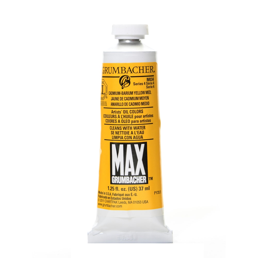 Grumbacher Max Water Miscible Oil Colors, 1.25 Oz, Cadmium Barium Yellow Medium