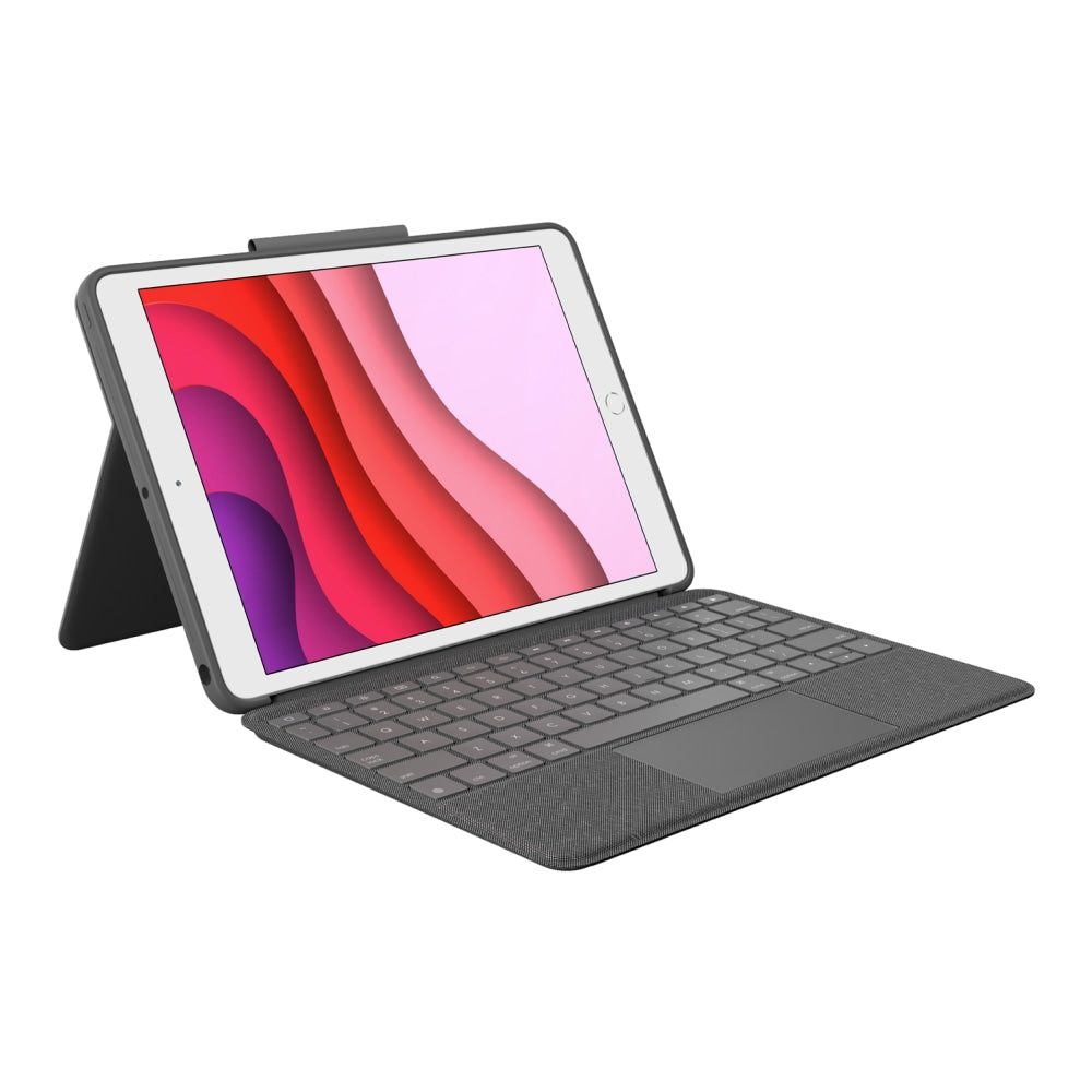 Logitech Combo Touch Keyboard/Cover Case iPad (7th Generation), iPad (9th Generation), iPad (8th Generation) Tablet - Graphite - Scuff Resistant, Scratch Resistant - Woven Fabric Exterior Material - 7.7in Height x 10.1in Width x 0.9in Depth