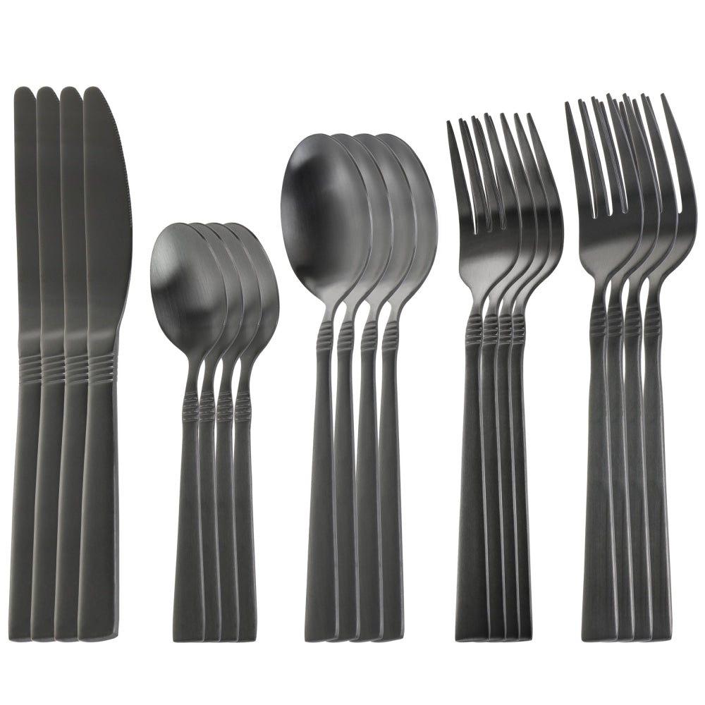 MegaChef Cravat 20-Piece Flatware Utensil Set, Black