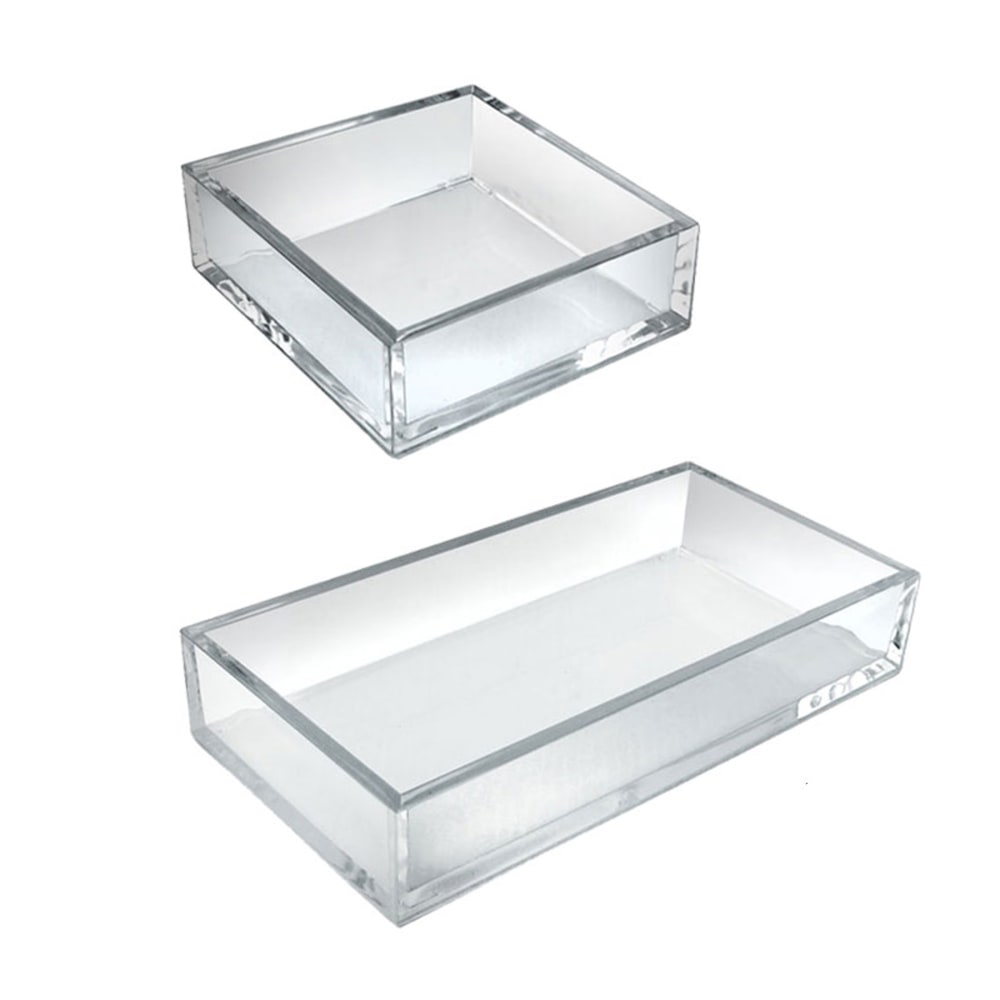 Azar Displays Deluxe Tray 3-Piece Set, Square Trays/Large Tray, Clear