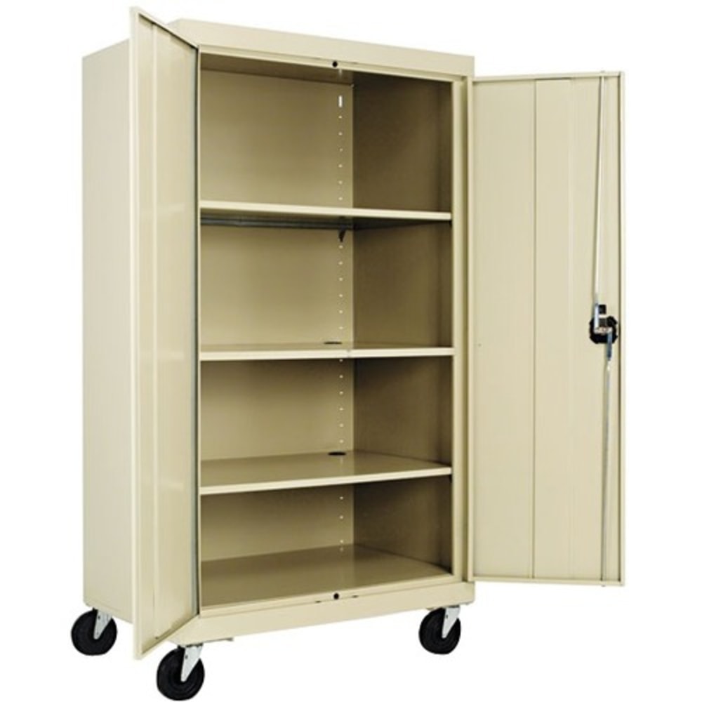 Alera Mobile Computer Cabinet, 66inH x 36inW x 24inD, Putty