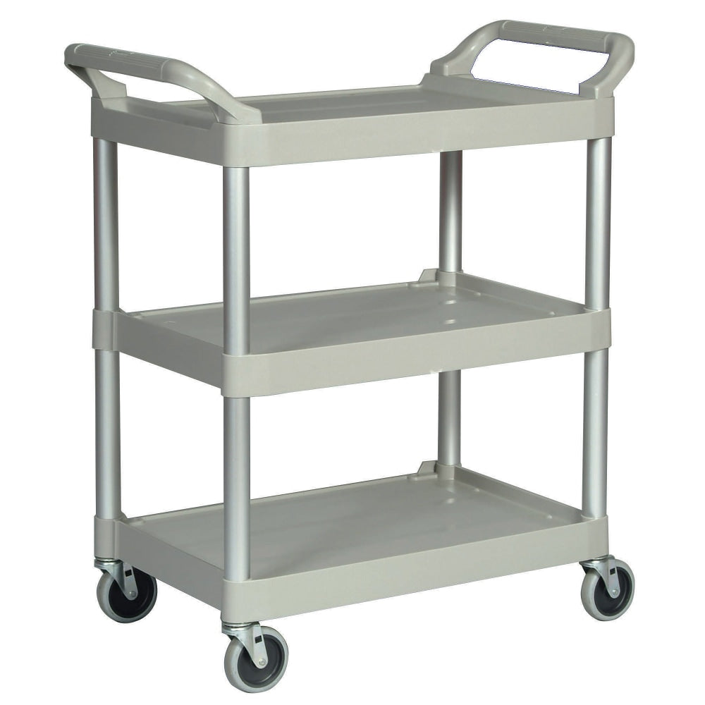 Rubbermaid 3-Shelf Utility Cart, 37 3/4inH x 33 5/8inW x 18 5/8inD, Platinum