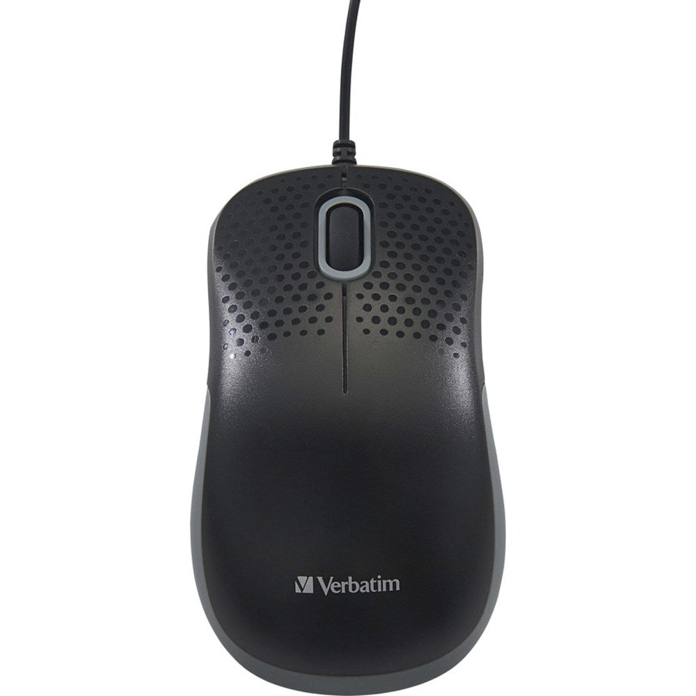 Verbatim Silent Corded Optical Mouse - Black - Optical - Cable - Black - 1 Pack - USB Type A - Scroll Wheel - 3 Button(s)