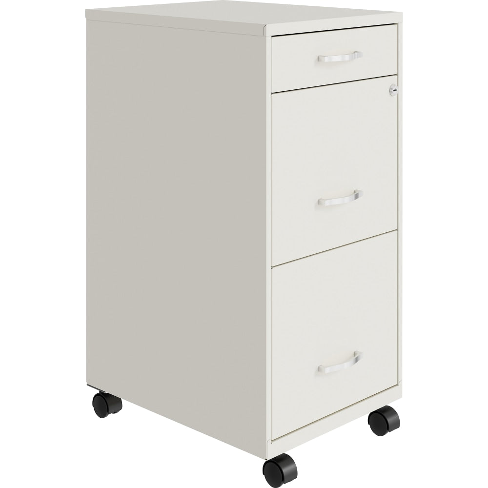 NuSparc 18inD Vertical 3-Drawer Mobile File Cabinet, White , 1 Each