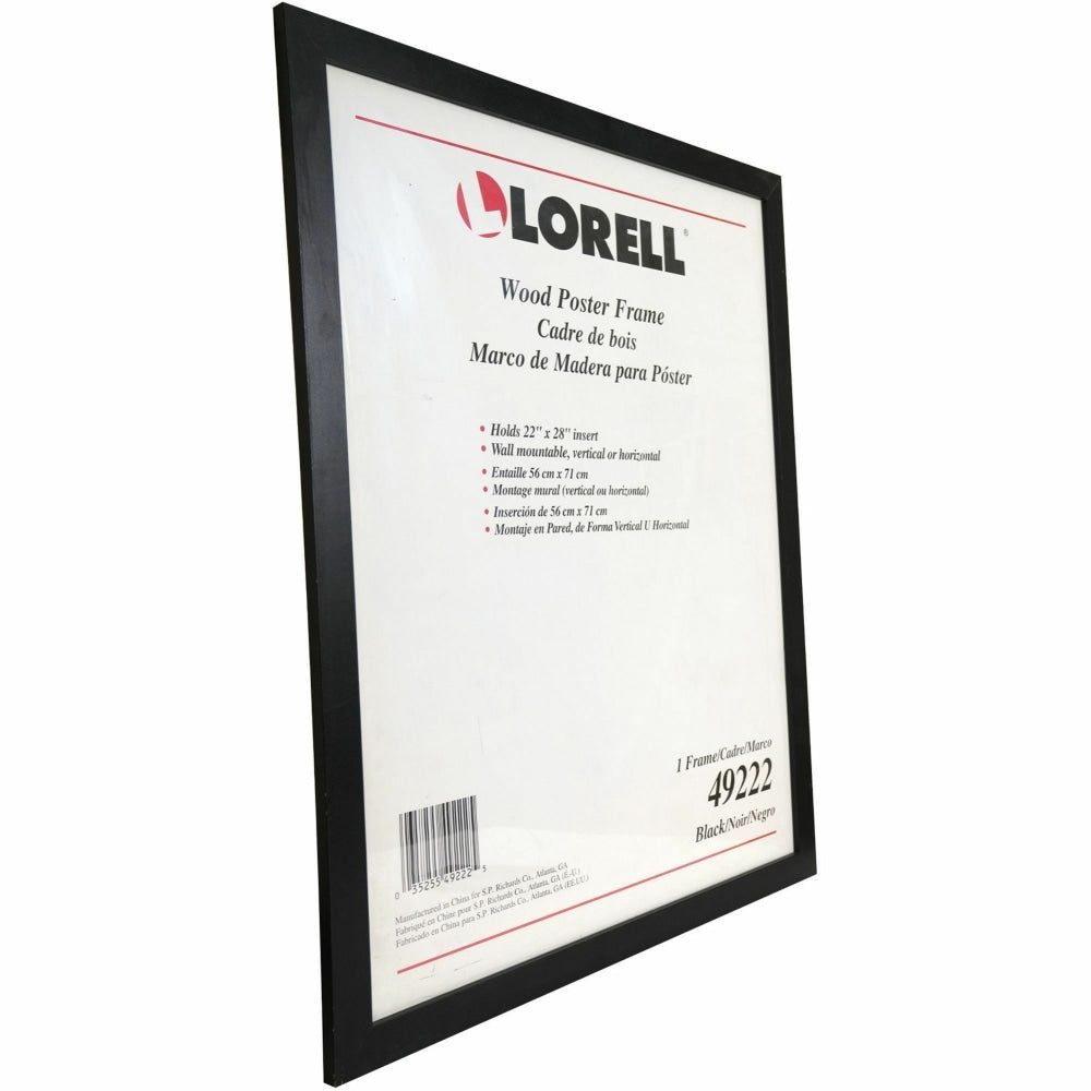 Lorell Solid Wood Poster Frame - 22in x 28in Frame Size - Rectangle - Horizontal, Vertical - 1 Each - Black