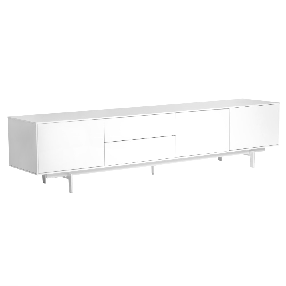 Eurostyle Birmingham Media Stand, 19-3/4inH x 82-1/8inW x 17-3/4inD, High Gloss White