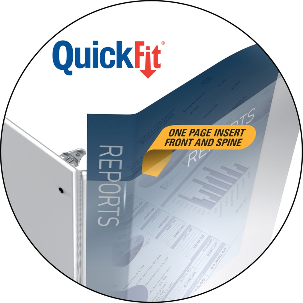 QuickFit 3-Ring Binder, 5/8in Angle D-Rings, 50% Recycled, White