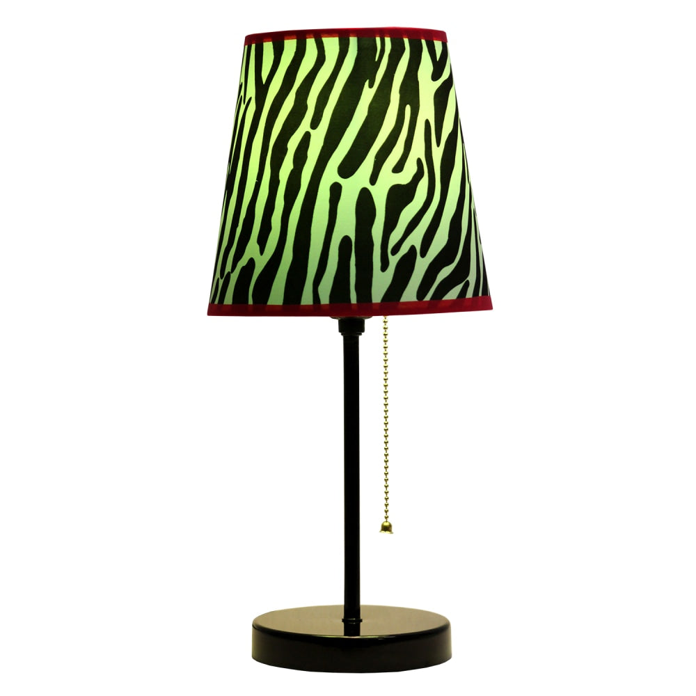 LimeLights Fun Prints Funky Table Lamp, 15inH, Zebra Shade/Black Base