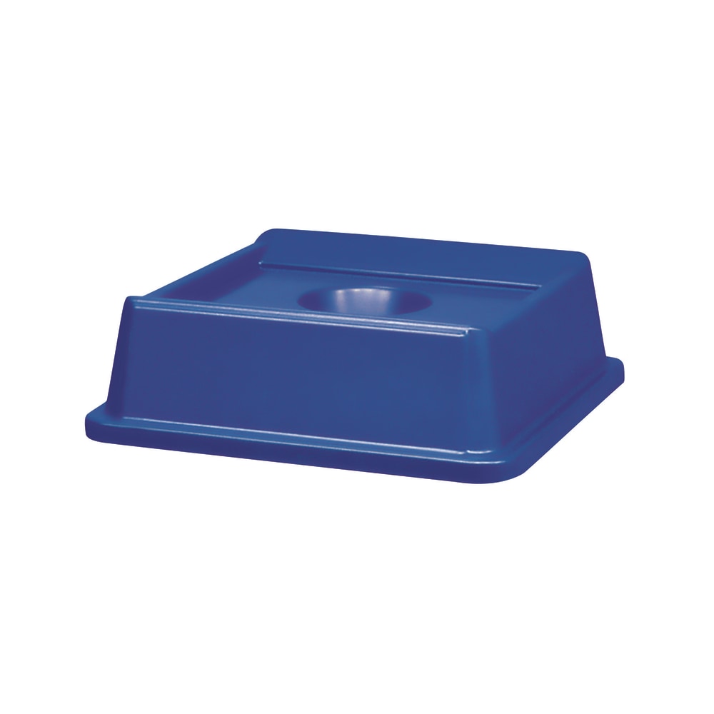 Rubbermaid Untouchable Square Plastic Bottle And Can Recycling Top, 20 1/8in x 20 1/8in x 6 1/4in, Blue