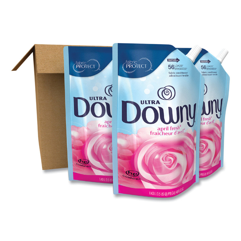 Downy Liquid Fabric Softener, April Fresh, 48 Oz, Carton Of 3 Pouches