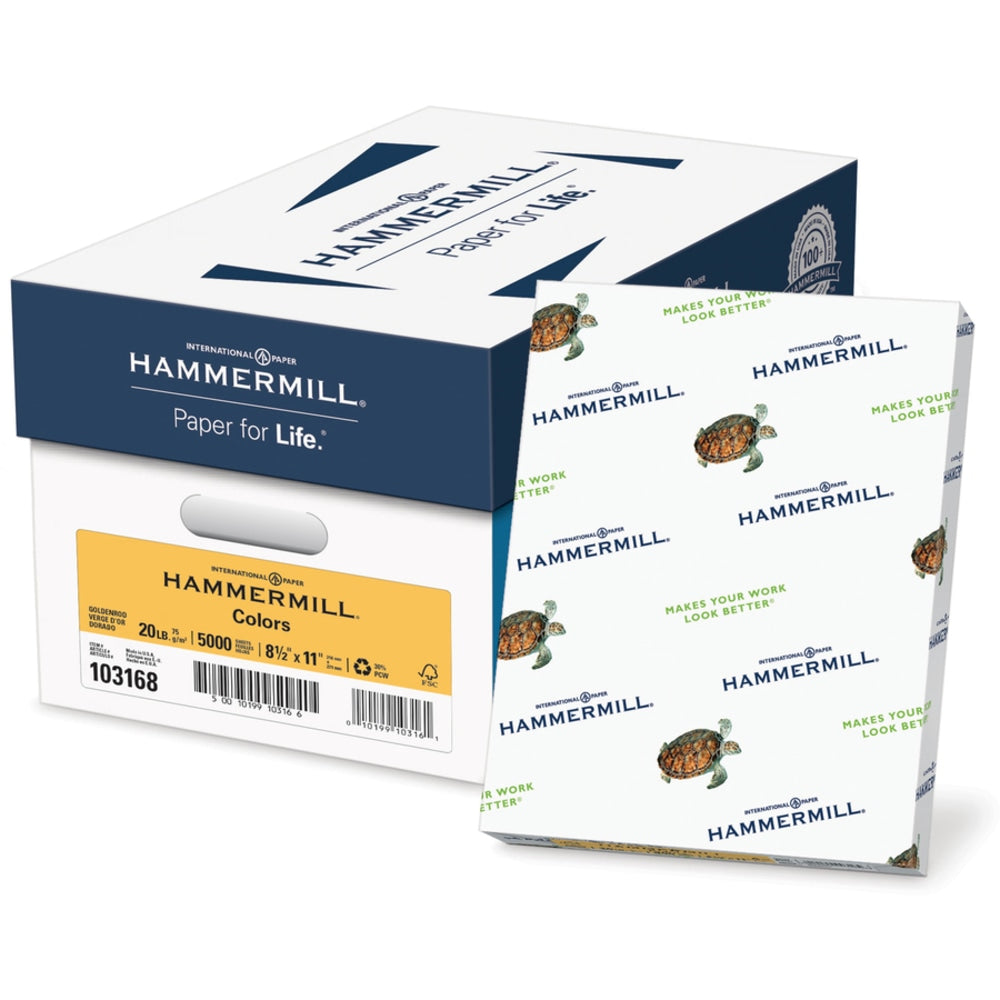 Hammermill Fore Super-Premium Color Copy Paper, Gold, Letter (8.5in x 11in), 500 Sheets Per Ream, 20 Lb, 30% Recycled