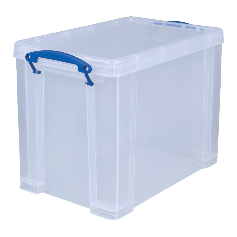 Really Useful Box Plastic Storage Container With Built-In Handles And Snap Lid, 19 Liters, 14 1/2in x 10 1/4in x 11 1/8in, Clear