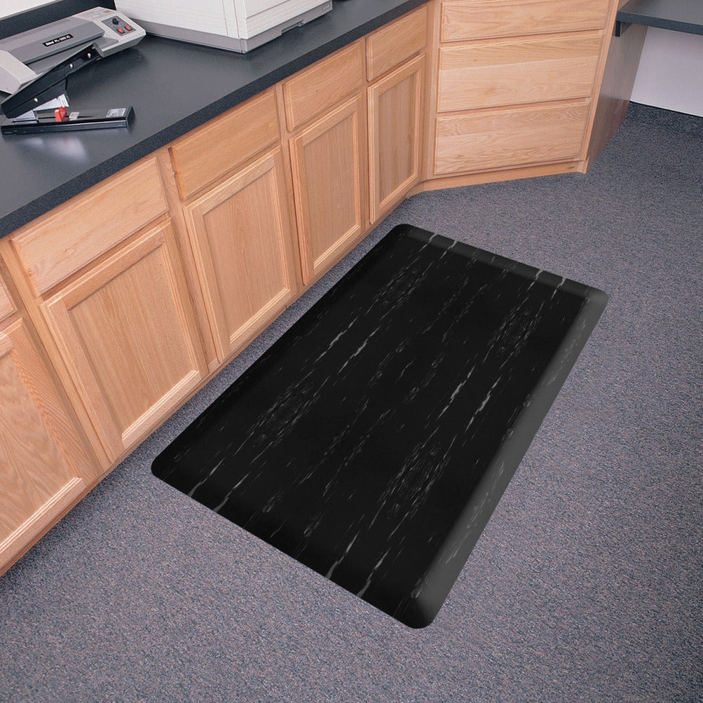 Genuine Joe Anti-Fatigue Mat, 3ft x 5ft, Black Marble