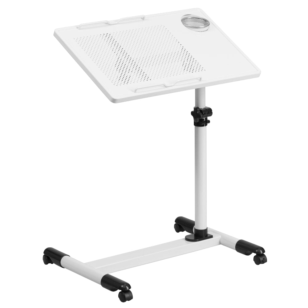 Flash Furniture 23inW Height Adjustable Contemporary Metal Mobile Computer Desk, White