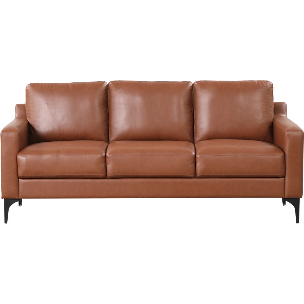 Lifestyle Solutions Serta Florence Faux Leather Sofa, 35inH x 78inW x 33-1/2inD, Brown