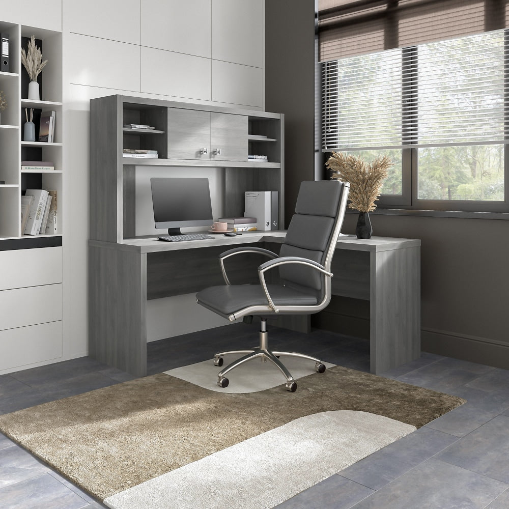 Bush Business Furniture Echo L-Shaped Desk With Hutch, Modern Gray, Standard Delivery