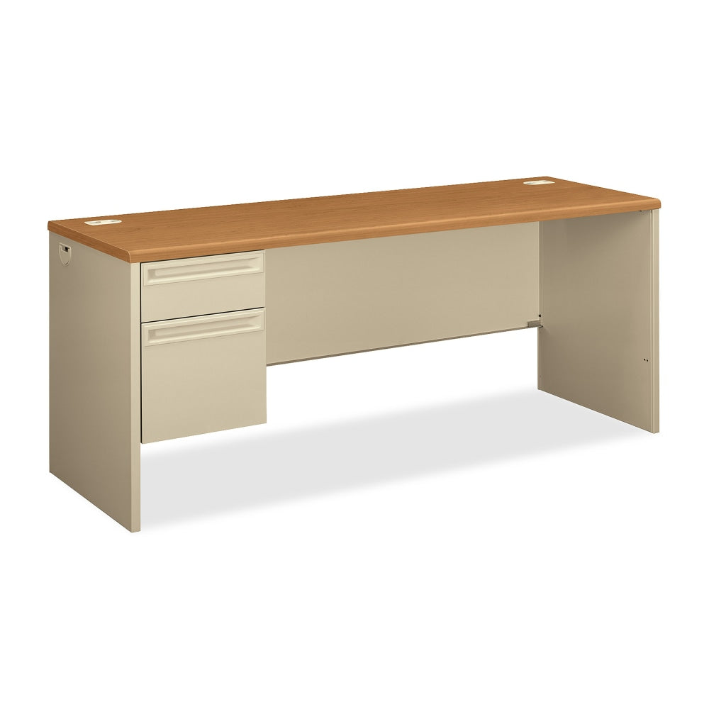 HON 38000 72inW Left-Pedestal Computer Desk Credenza With Lock, Harvest/Putty